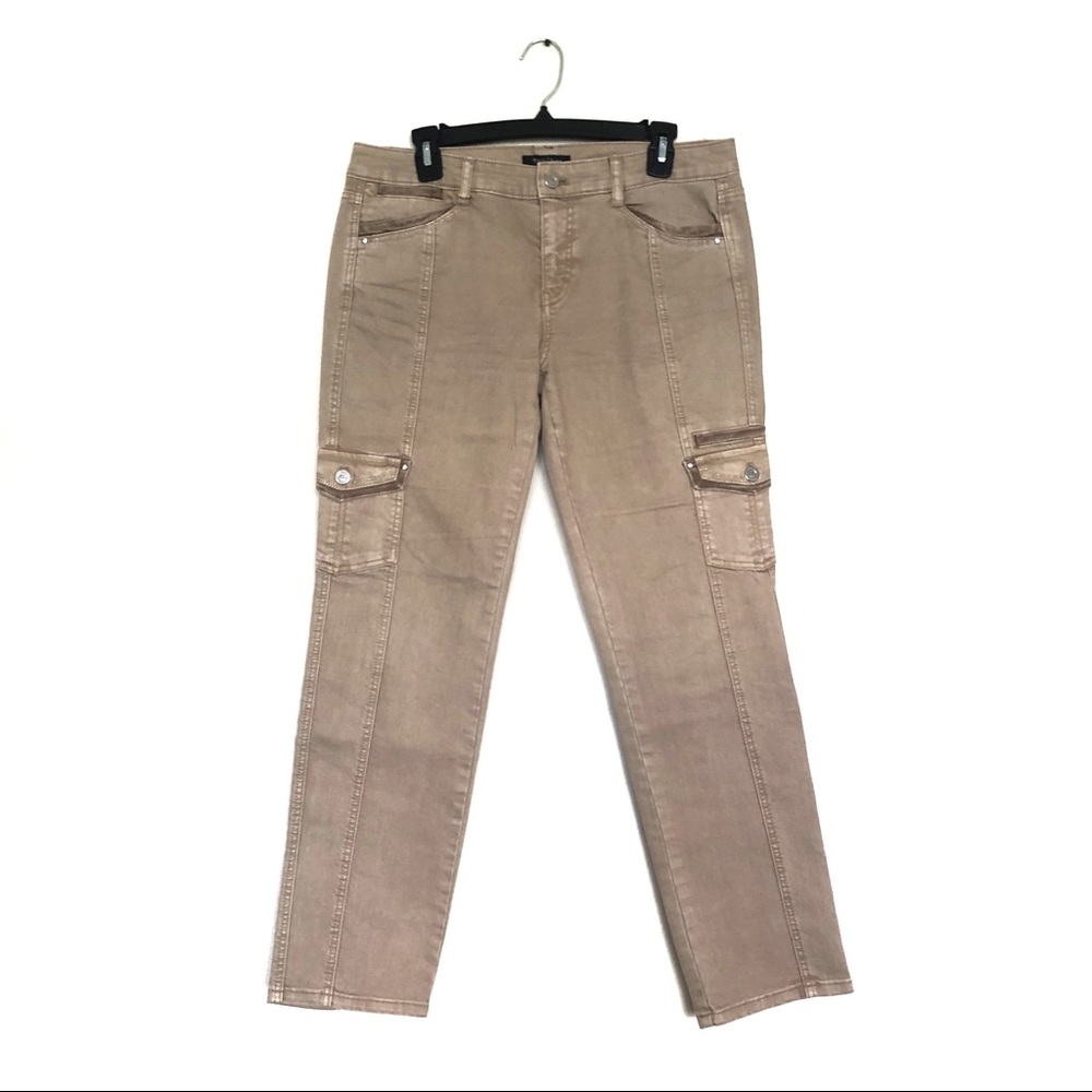 CARGO JEANS White House Black Market Tan Slim Ankle With Bling Size 8R Women’s